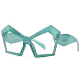 Jenny Oversized Irregular Square Glasses Frame Geometric Frames Southood C2 cyan clear