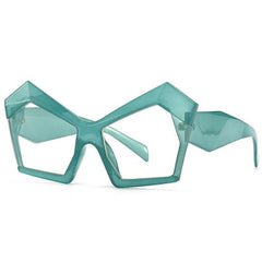 Jenny Oversized Irregular Square Glasses Frame Geometric Frames Southood C2 cyan clear