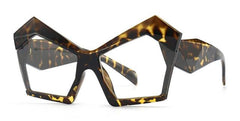 Jenny Oversized Irregular Square Glasses Frame Geometric Frames Southood C3 leopard clear