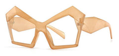 Jenny Oversized Irregular Square Glasses Frame Geometric Frames Southood C5 Light tea clear