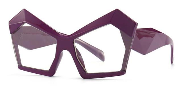 Jenny Oversized Irregular Square Glasses Frame Geometric Frames Southood C6 purple clear