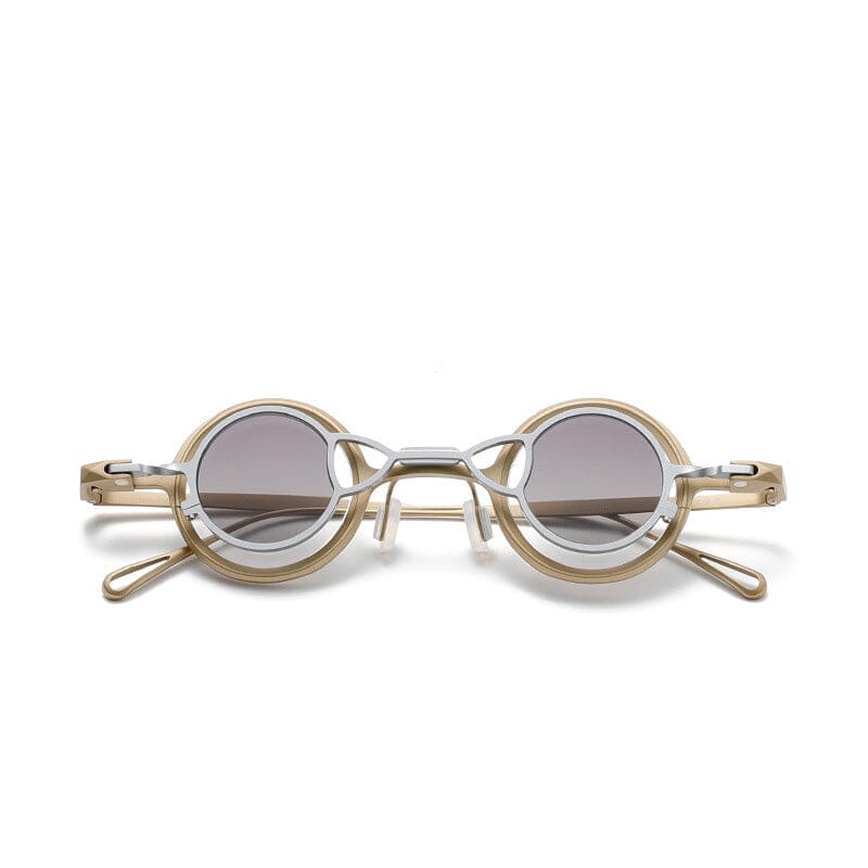 JK Round Titanium Glasses Frame With Magnetic Sunglasses Clips Aviator Frames Southood Light Gold Gray