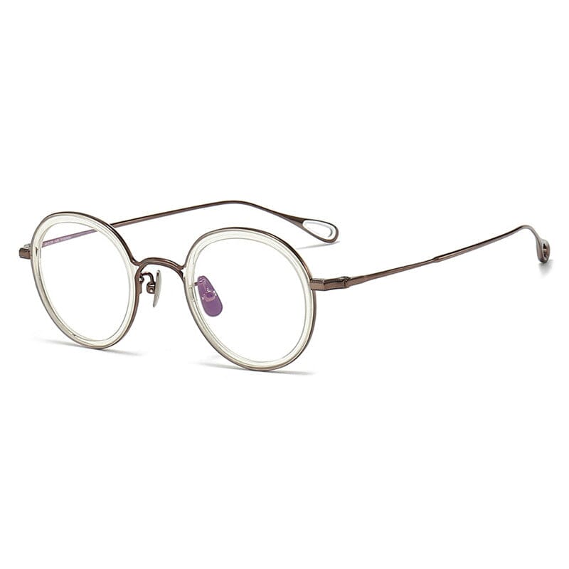 Jude Retro Round Titanium Glasses Frame Round Frames Southood Clear Bronze