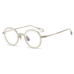 Jude Retro Round Titanium Glasses Frame Round Frames Southood Clear Gold