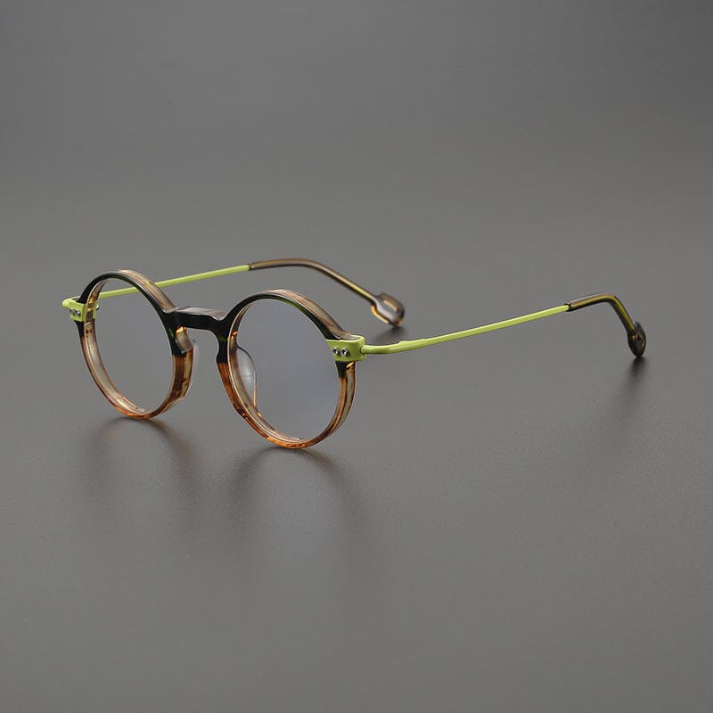 Kai Retro Round Acetate Glasses Frame Round Frames Southood Leopard Green