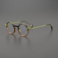 Kai Retro Round Acetate Glasses Frame Round Frames Southood Leopard Green