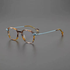 Kamal Retro Acetate Glasses Frame Geometric Frames Southood Leopard Blue