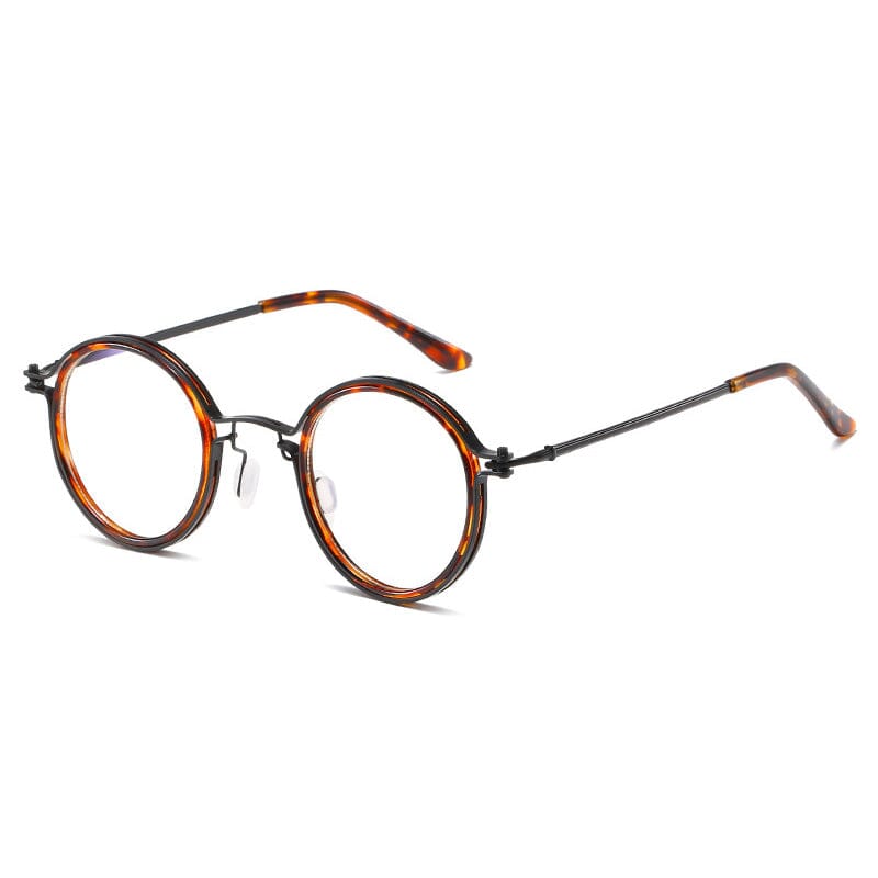 Kay Retro Round Optical Metal Glasses Frame Round Frames Southood Leopard