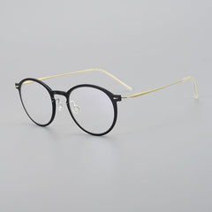 Kilworth Ultra light Titanium Round Glasses Frame Round Frames Southood Black god