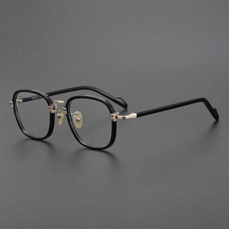 Kin Vintage Acetate Round Glasses Frame Round Frames Southood Gold Black-Square