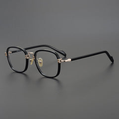 Kin Vintage Acetate Round Glasses Frame Round Frames Southood Gold Black-Square