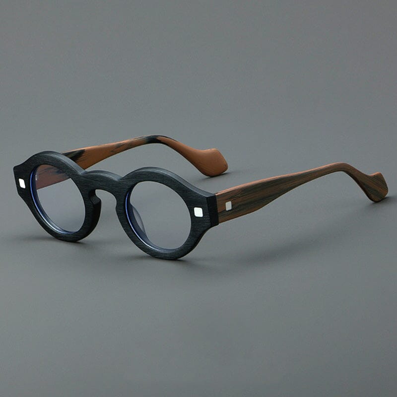 Kip Vintage Acetate Glasses Frame Round Frames Southood Black Woodgrain