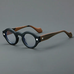 Kip Vintage Acetate Glasses Frame Round Frames Southood Black Woodgrain