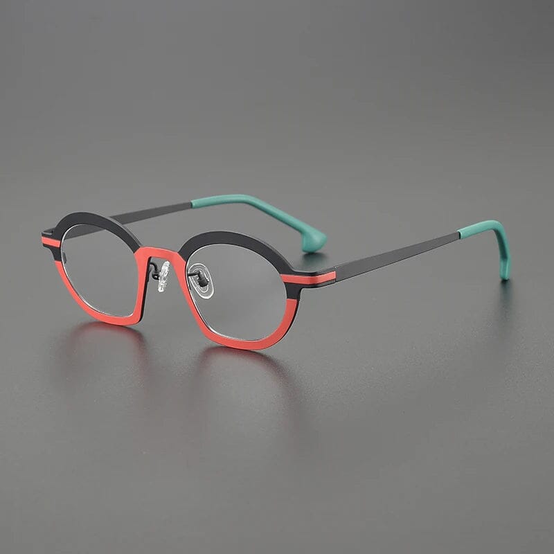 Lakota Irregular Titanium Glasses Frame Geometric Frames Southood Red Black