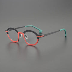 Lakota Irregular Titanium Glasses Frame Geometric Frames Southood Red Black