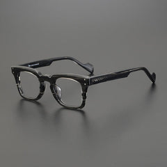Lanzo Retro Acetate Glasses Frame Rectangle Frames Southood Stripe Grey