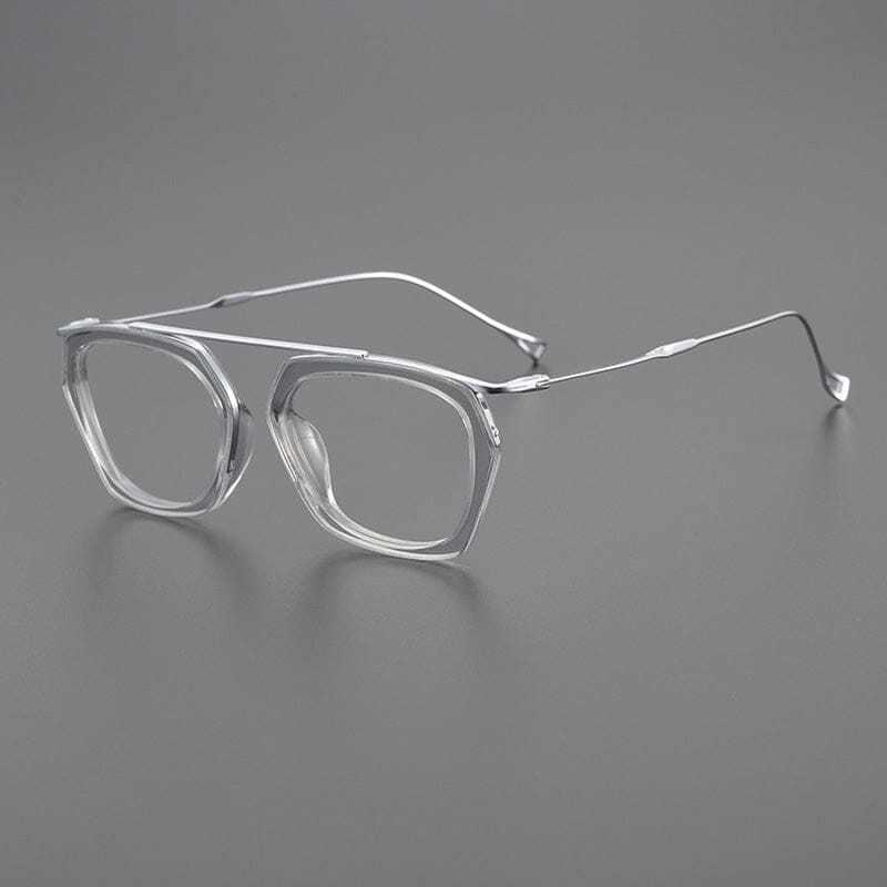 Lizann Titanium Geometric Glasses Frame Geometric Frames Southood Gray silver