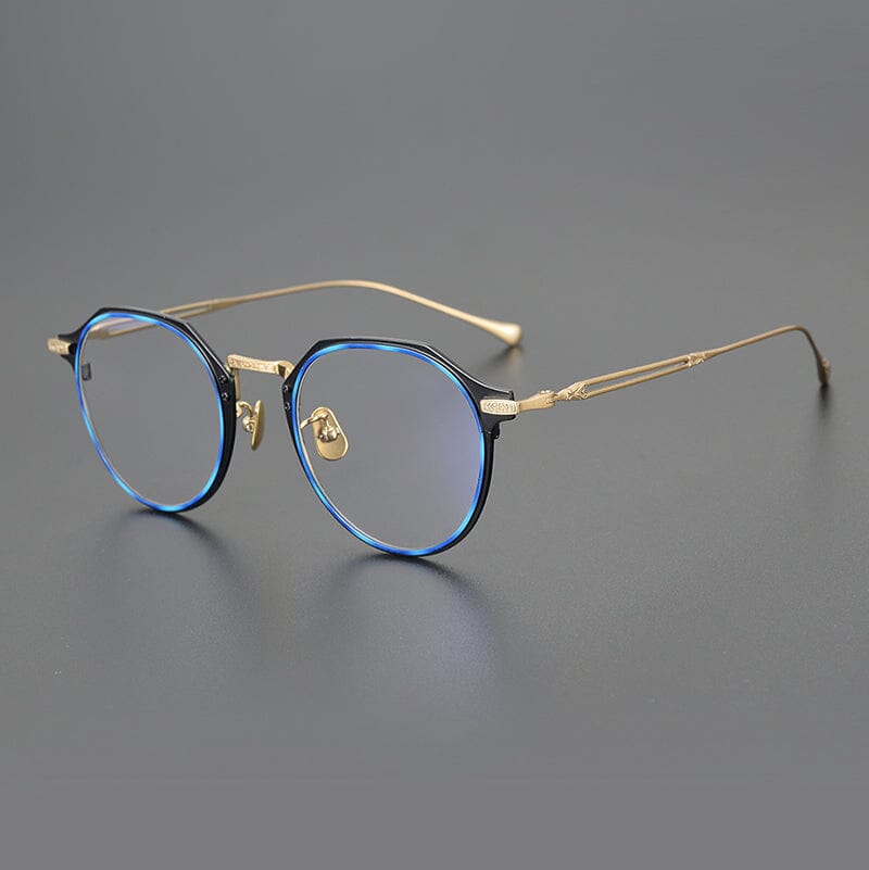 Lonnie Vintage Titanium Glasses Frame Round Frames Southood Blue amber