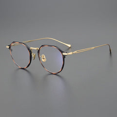 Lonnie Vintage Titanium Glasses Frame Round Frames Southood Gold leopard