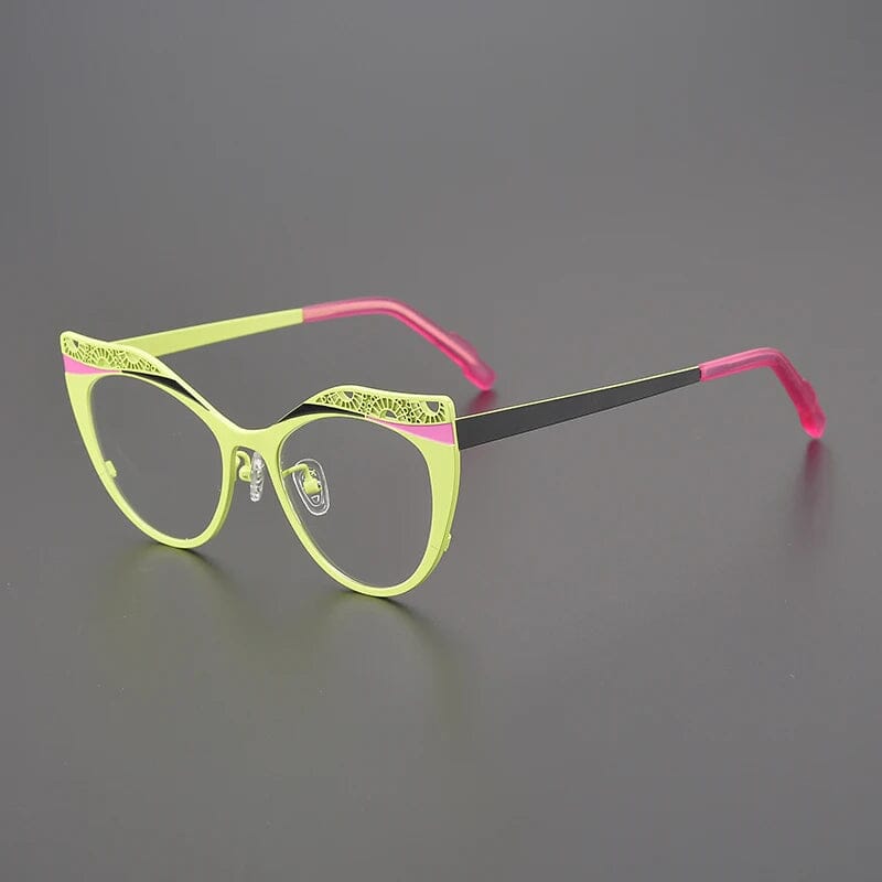 Mairia Titanium Cat Eye Glasses Frame Cat Eye Frames Southood Green Black