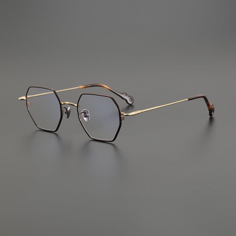 Manzo Vintage Geometric Glasses Frame Geometric Frames Southood Coffee Gold
