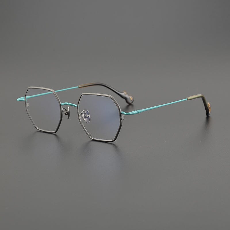 Manzo Vintage Geometric Glasses Frame Geometric Frames Southood Gun Green