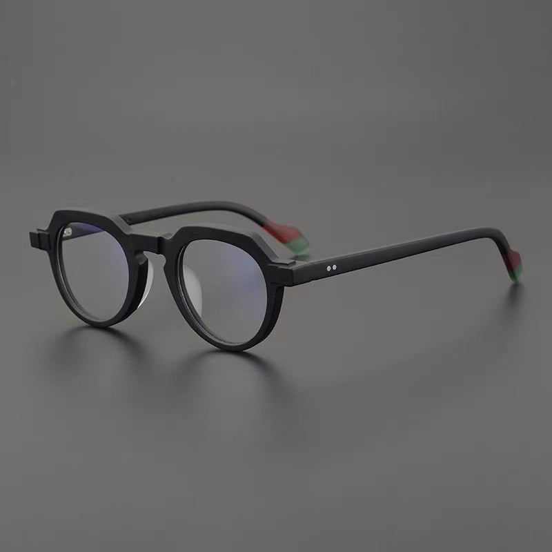 Mateo Round Retro Acetate Glasses Frames Round Frames Southood Matte black