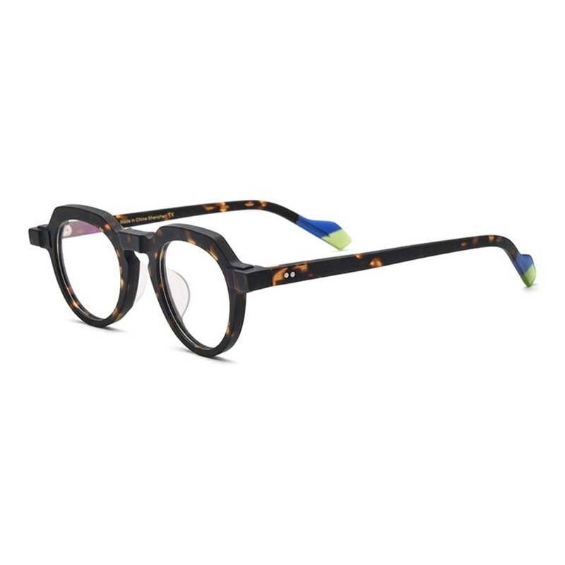 Mateo Round Retro Acetate Glasses Frames Round Frames Southood Matte black leopard