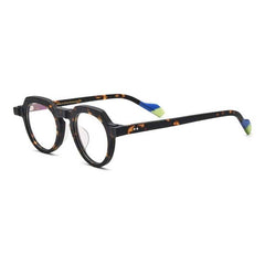Mateo Round Retro Acetate Glasses Frames Round Frames Southood Matte black leopard