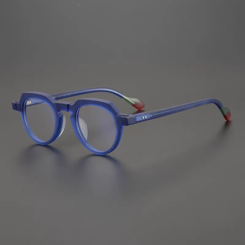 Mateo Round Retro Acetate Glasses Frames Round Frames Southood Matte blue