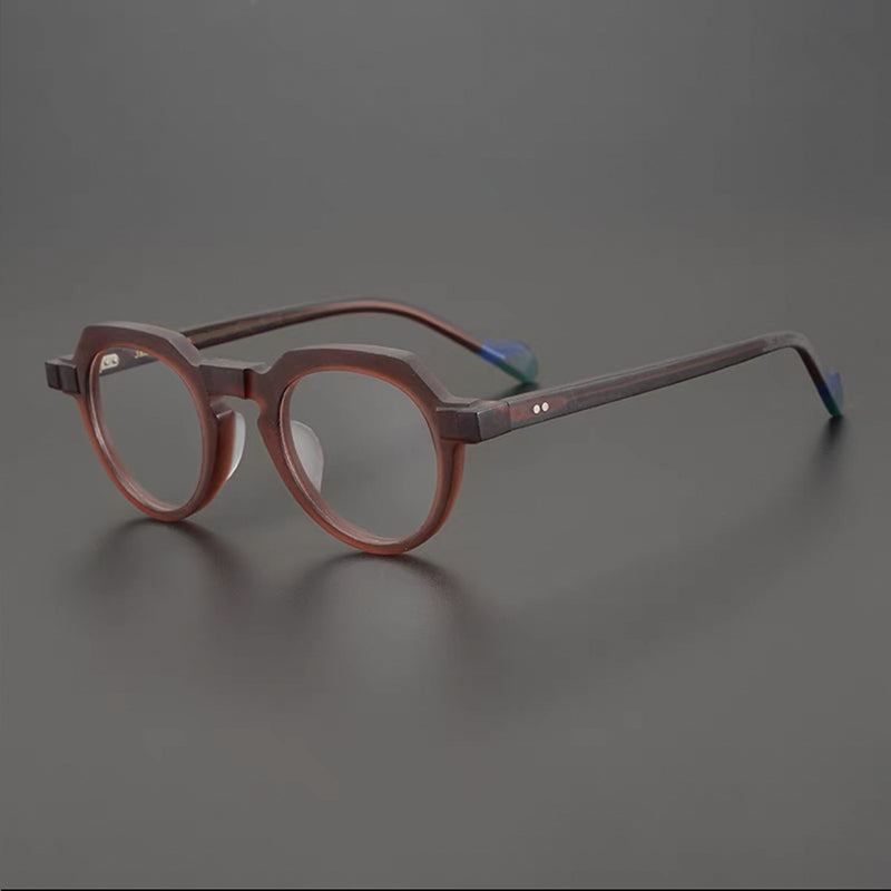 Mateo Round Retro Acetate Glasses Frames Round Frames Southood Matte brown