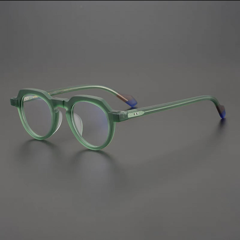 Mateo Round Retro Acetate Glasses Frames Round Frames Southood Matte green