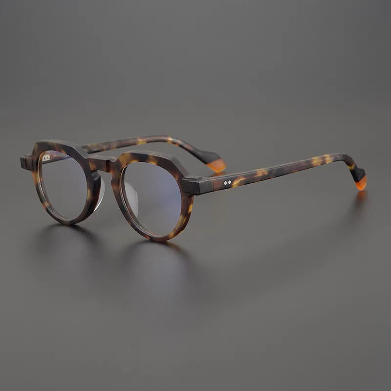 Mateo Round Retro Acetate Glasses Frames Round Frames Southood Matte leopard