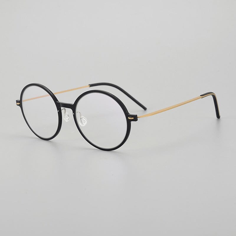 Matherne Ultra light Titanium Round Glasses Frame Round Frames Southood Black gold