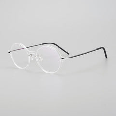 Matherne Ultra light Titanium Round Glasses Frame Round Frames Southood Clear