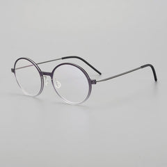 Matherne Ultra light Titanium Round Glasses Frame Round Frames Southood Clear purple