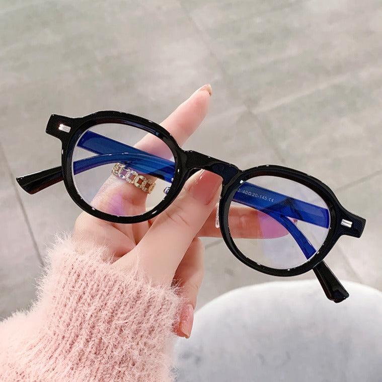 Merlin Vintage Small Round Glasses Frame Round Frames Southood bright black clear