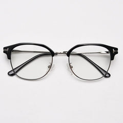 Miguel Vintage Browline Eyeglasses Frame Browline Frames Southood Black Silver