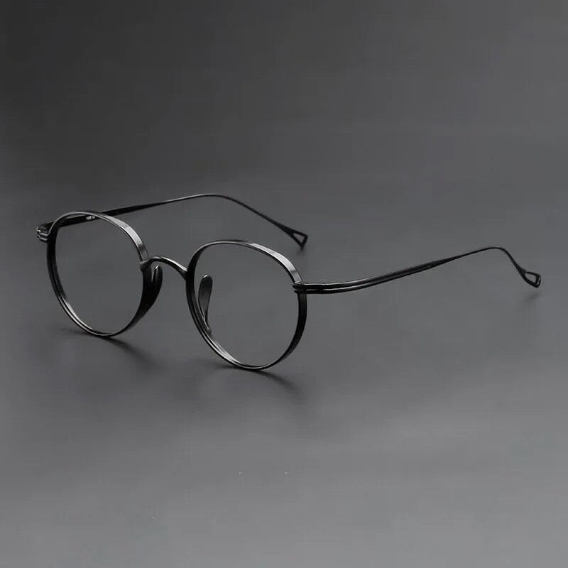 Monroe Titanium Round Glasses Frame Round Frames Southood Black-oval