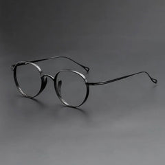 Monroe Titanium Round Glasses Frame Round Frames Southood Black-oval