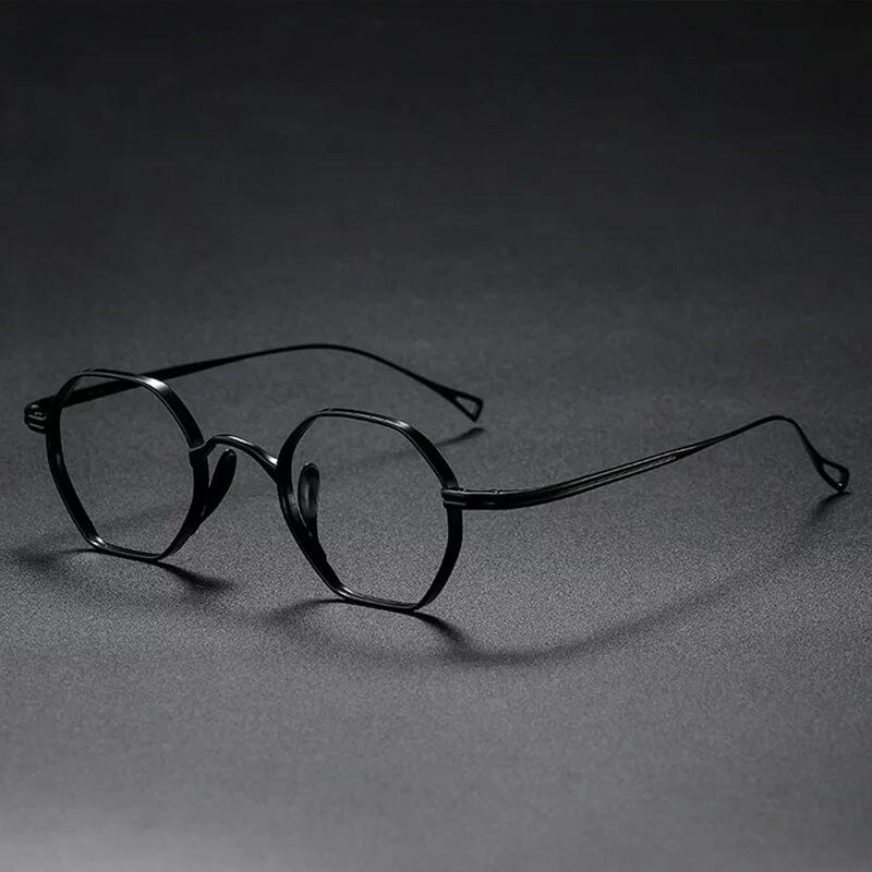 Monroe Titanium Round Glasses Frame Round Frames Southood Black-polygon