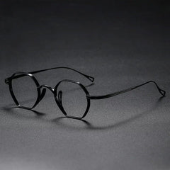 Monroe Titanium Round Glasses Frame Round Frames Southood Black-polygon