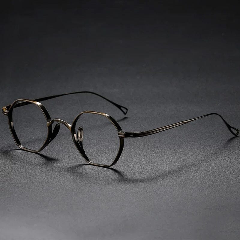 Monroe Titanium Round Glasses Frame Round Frames Southood Bronze-polygon