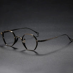 Monroe Titanium Round Glasses Frame Round Frames Southood Bronze-polygon