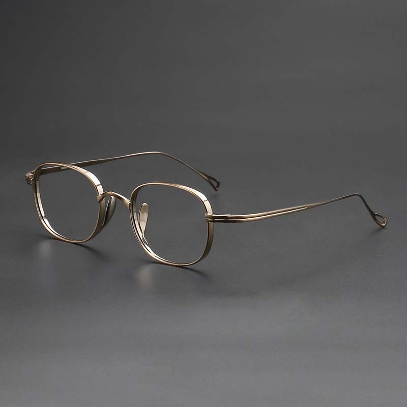 Monroe Titanium Round Glasses Frame Round Frames Southood Bronze-square