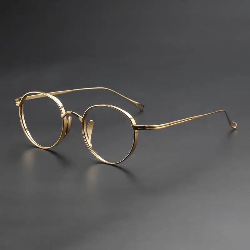 Monroe Titanium Round Glasses Frame Round Frames Southood Gold-oval