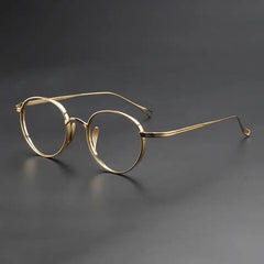 Monroe Titanium Round Glasses Frame Round Frames Southood Gold-oval