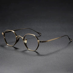 Monroe Titanium Round Glasses Frame Round Frames Southood Gold-polygon