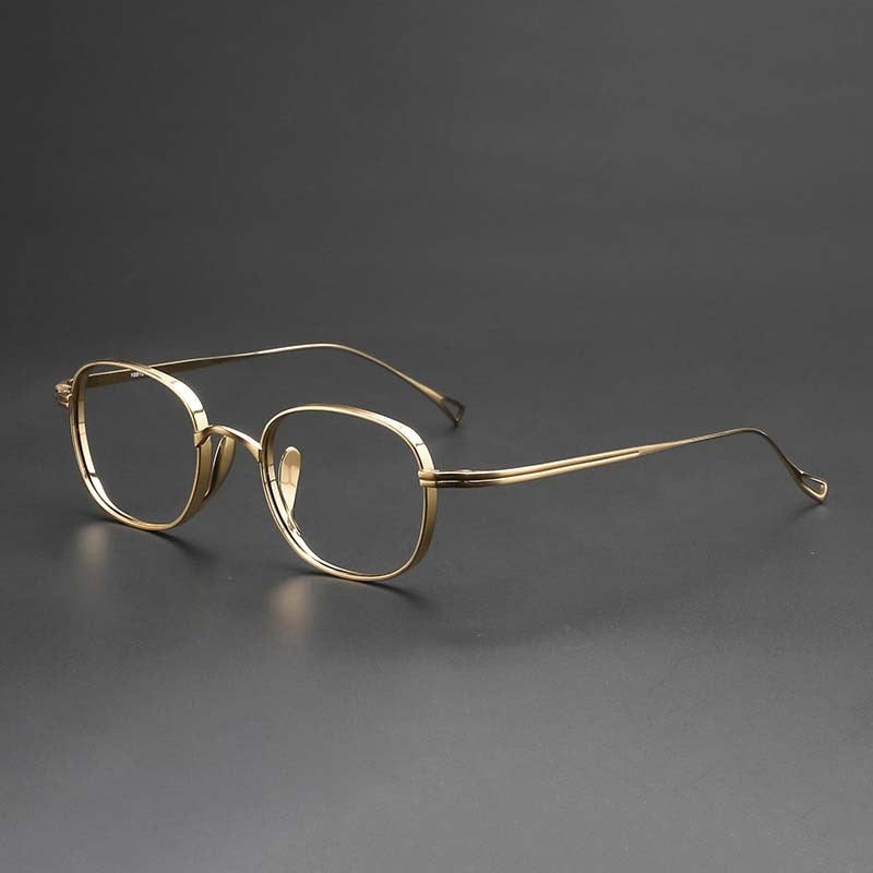 Monroe Titanium Round Glasses Frame Round Frames Southood Gold-square