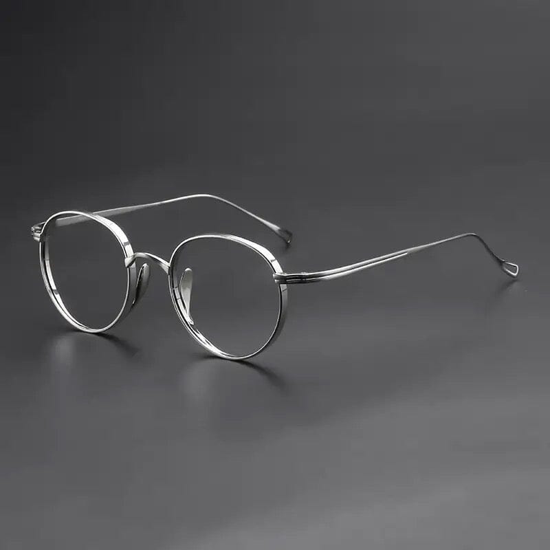 Monroe Titanium Round Glasses Frame Round Frames Southood Silver-oval